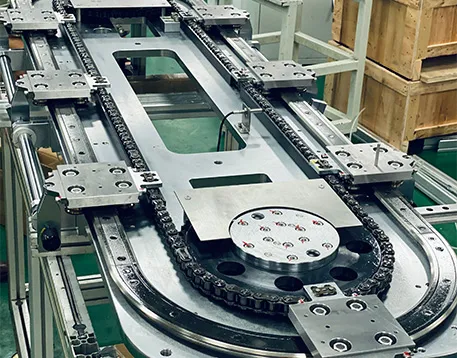 圆形输送线，采用椭链条传送，底板支撑结构结构